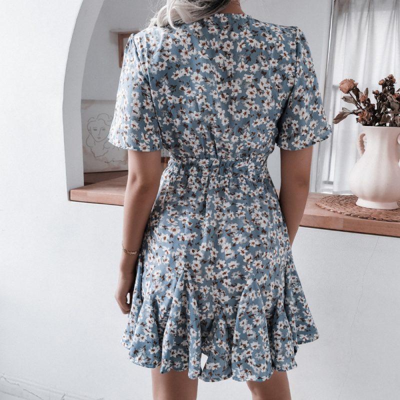 Spring Summer Women Clothing Printed Chiffon Sexy Dress for Women - Image 3