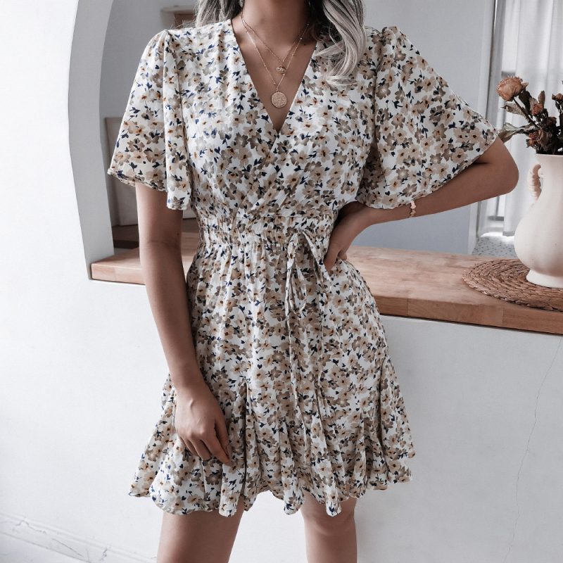 Spring Summer Women Clothing Printed Chiffon Sexy Dress for Women - Image 4