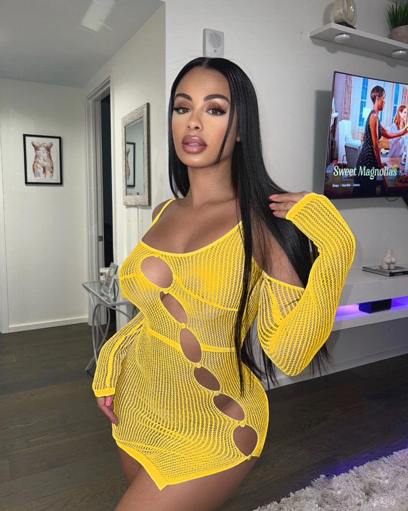 Women Clothing Spring Knitted Sweater with Suspenders Hollow Out Cutout Nightclub Sheath Sexy Dress - Image 2