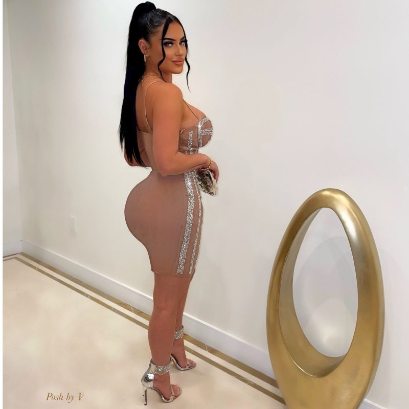 Spring Summer Straps Tulle Rhinestone Nightclub See-through Sexy Dress - Image 2