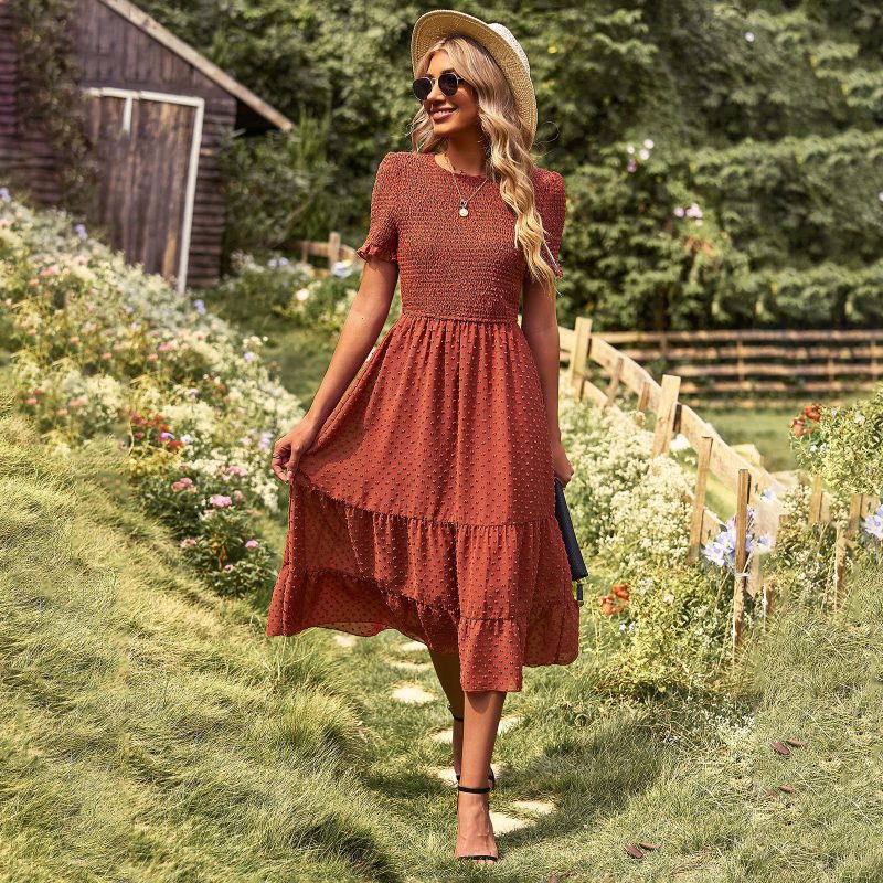 Women Large Swing Dress Elegant Slim Fit Dress