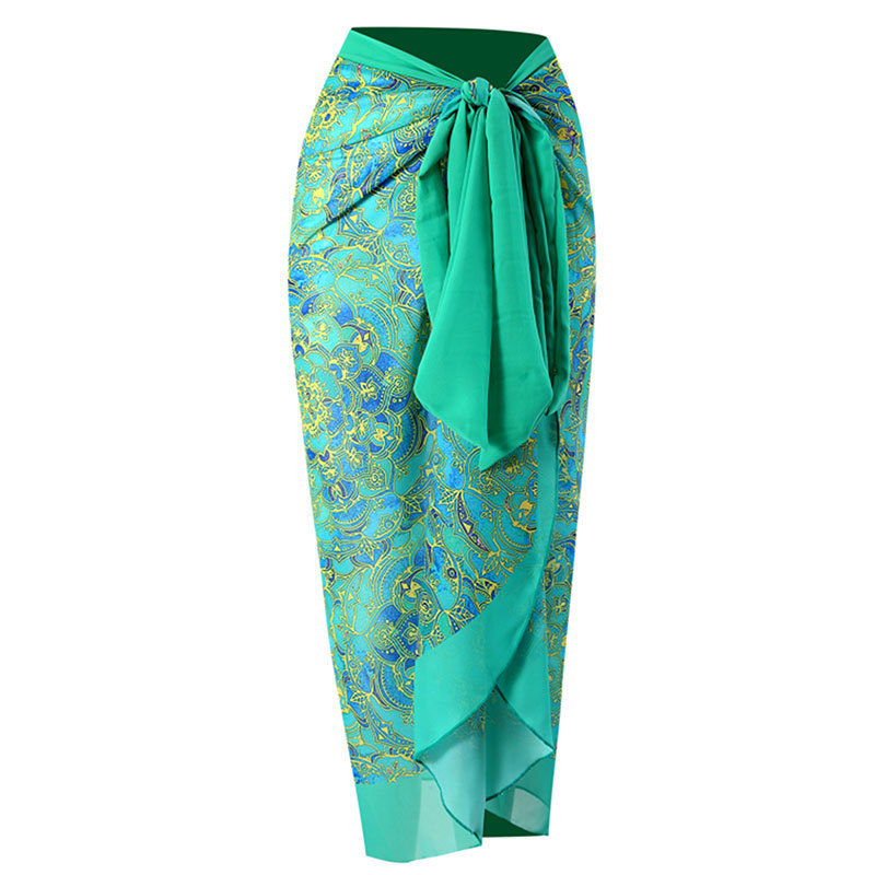 Green Flower Wrap Skirt