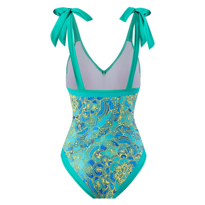 Women Sexy One Piece Swimsuit Women  Skinny Slimming Retro Tied Swimsuit Suit Chiffon Dress - Image 2