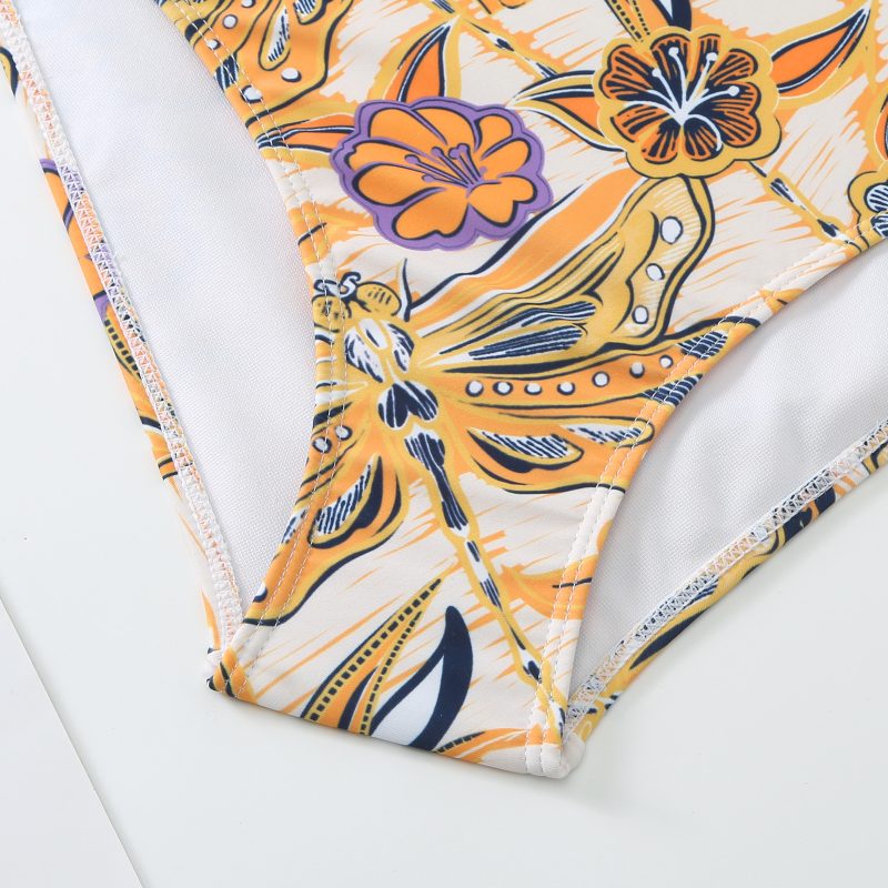 Women Flying Edge One Piece Women  Swimwear   Retro Cover Belly Slimming Swimsuit Chiffon Beach Dress - Image 3