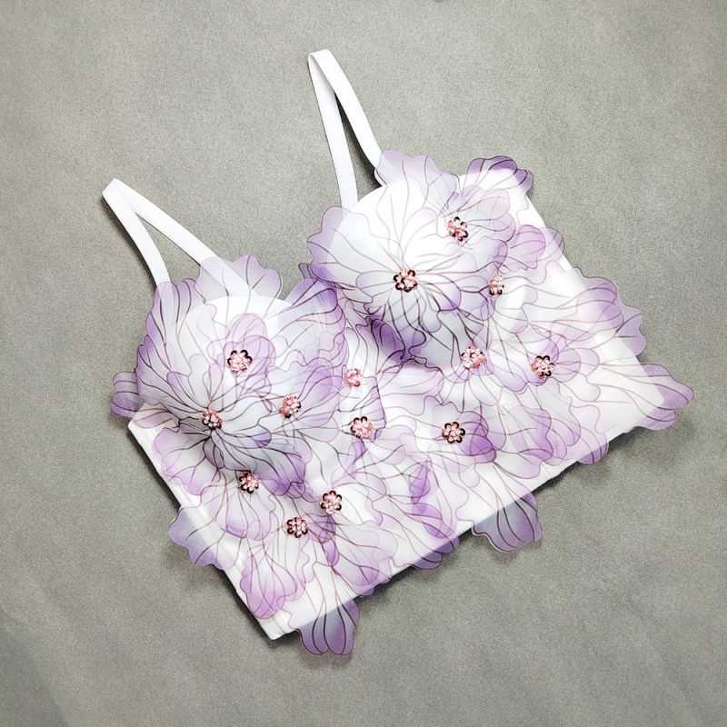 Women Outer Wear Niche Boning Corset Boning Corset Tube Top Fresh Sweet Beaded Top - Image 2