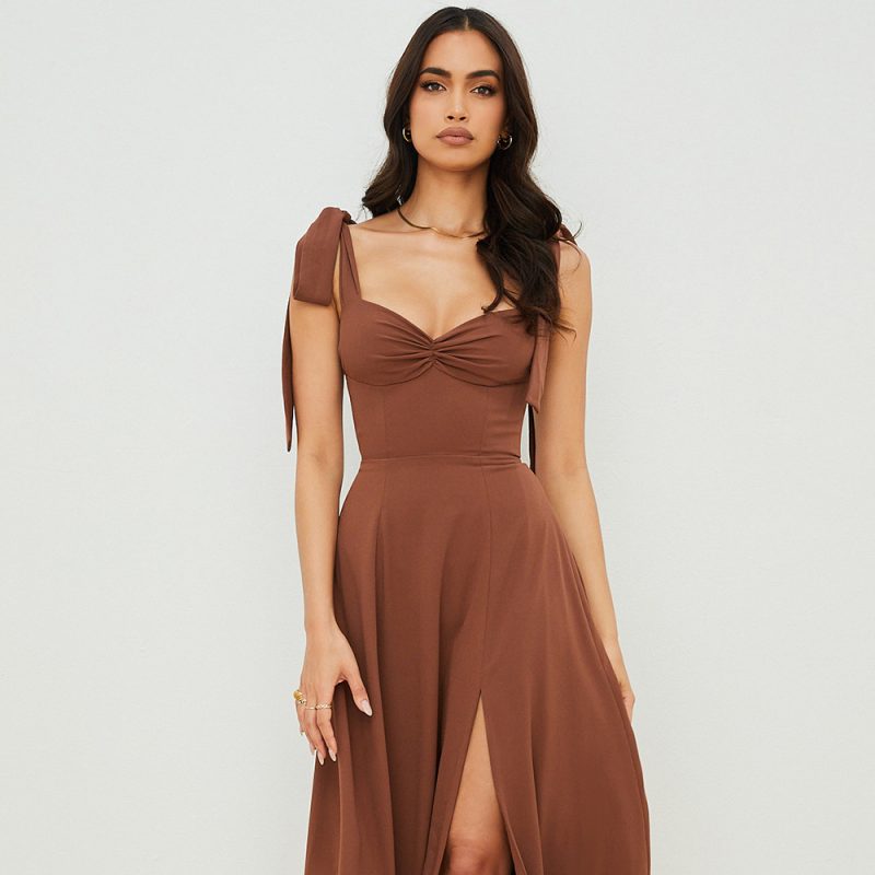 Summer Camisole Gown French Vacation Dress Backless Sexy Chiffon Dress Large - Image 3