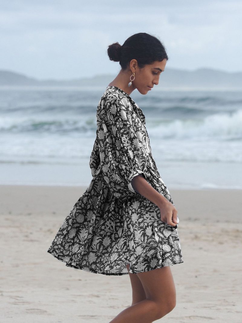 Summer Women Wear Floral Rope Loose Casual Dress Seaside Holiday Short Dress - Image 2
