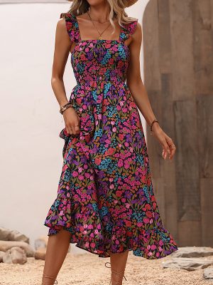 Women Clothing Casual Sling Floral Dress