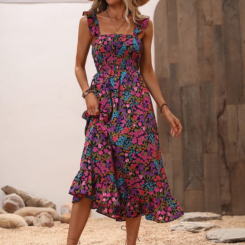 Women Clothing Casual Sling Floral Dress