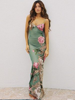 Summer Holiday Casual Slim Fit Printing Slip Dress Women