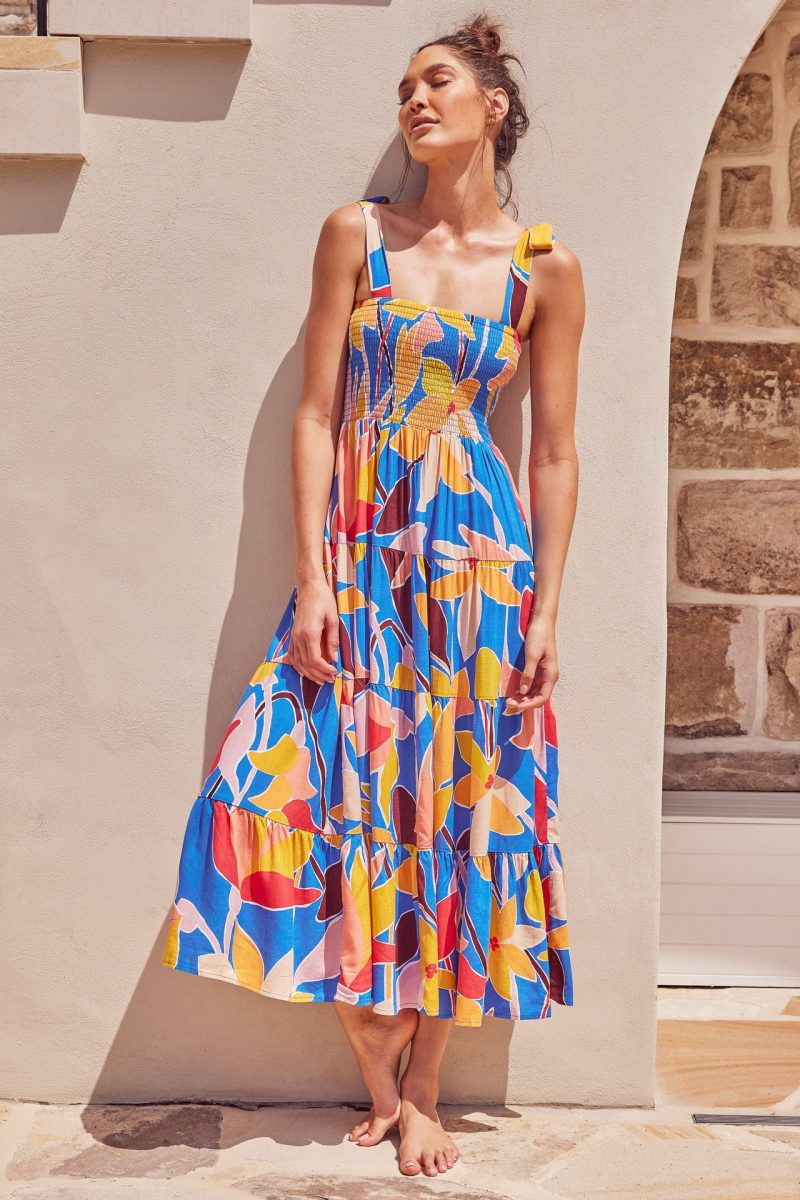 Dress Summer Women Dress Holiday Dress Spaghetti-Strap Floral Print - Image 3
