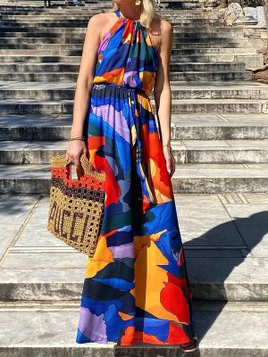 Summer Women Halter Printed Bohemian Dress