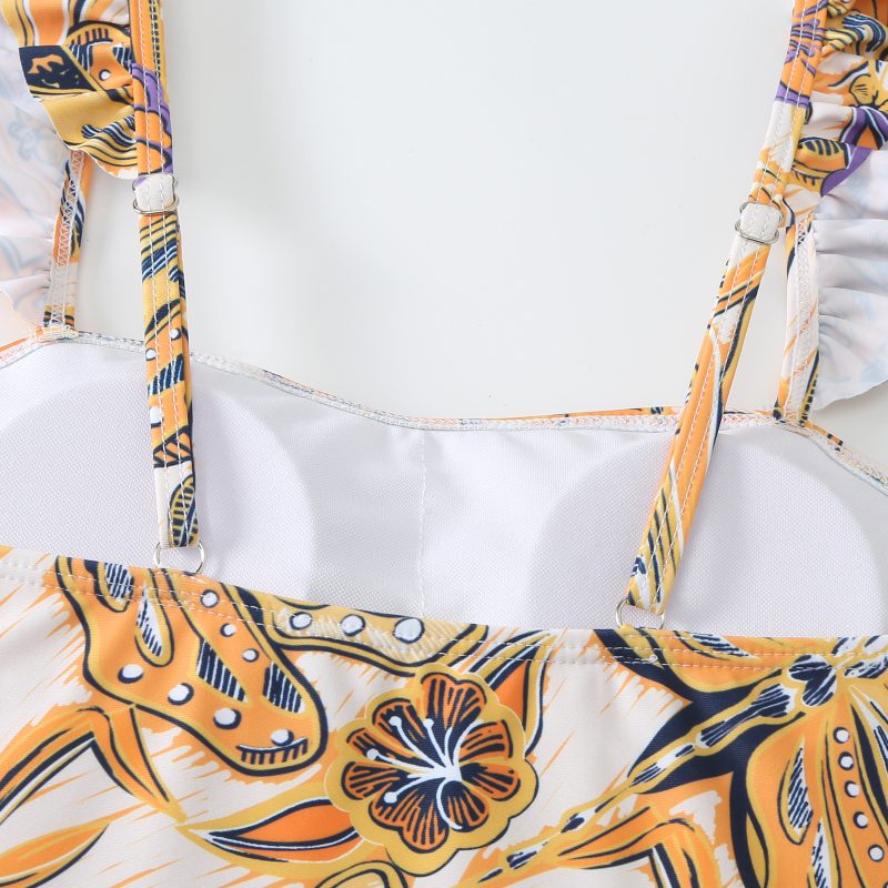 Women Flying Edge One Piece Women  Swimwear   Retro Cover Belly Slimming Swimsuit Chiffon Beach Dress - Image 4