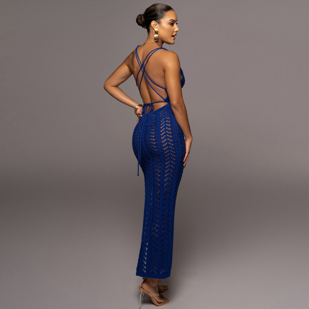 Women Clothing Hollow Out Cutout Out Camisole Dress Sexy Lady High Slit Knitted Beach Dress Boho Summer Outfits - Image 3