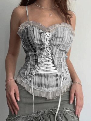 Lolita Lace Small Sling Waist Girdling Band Irregular Asymmetric Vest Bottoming Top