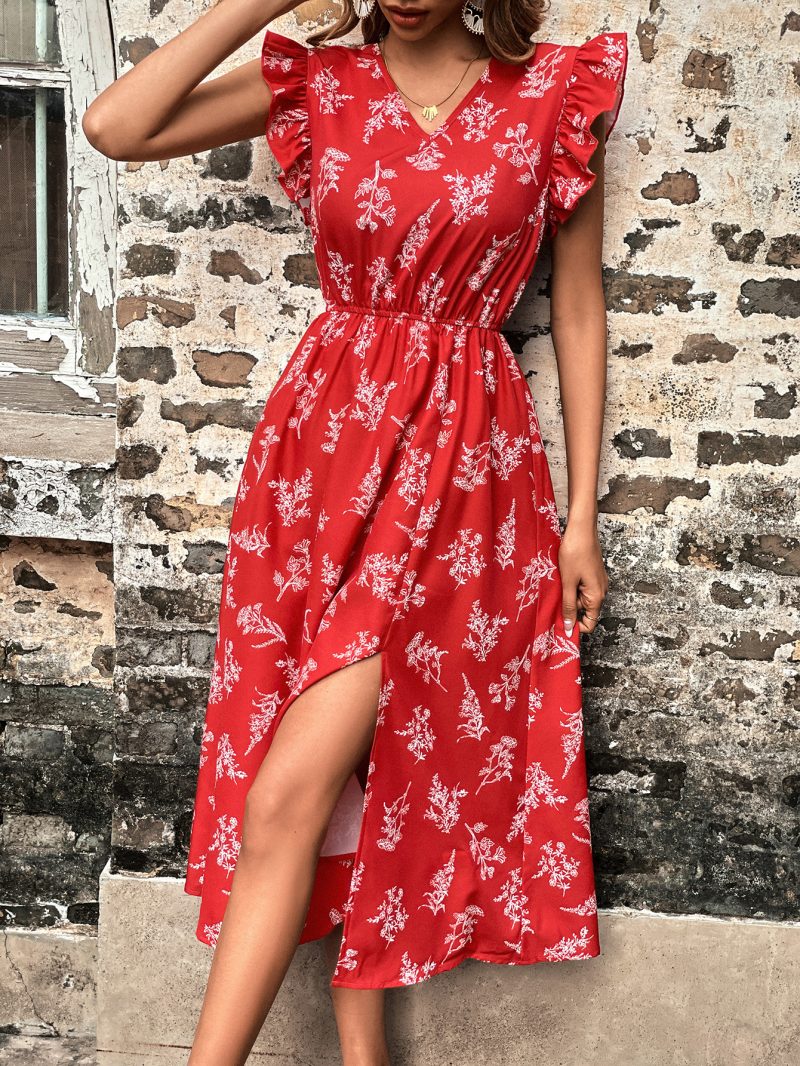 Women Clothing Comfortable Vacation Casual V neck Slimming Dress - Image 2