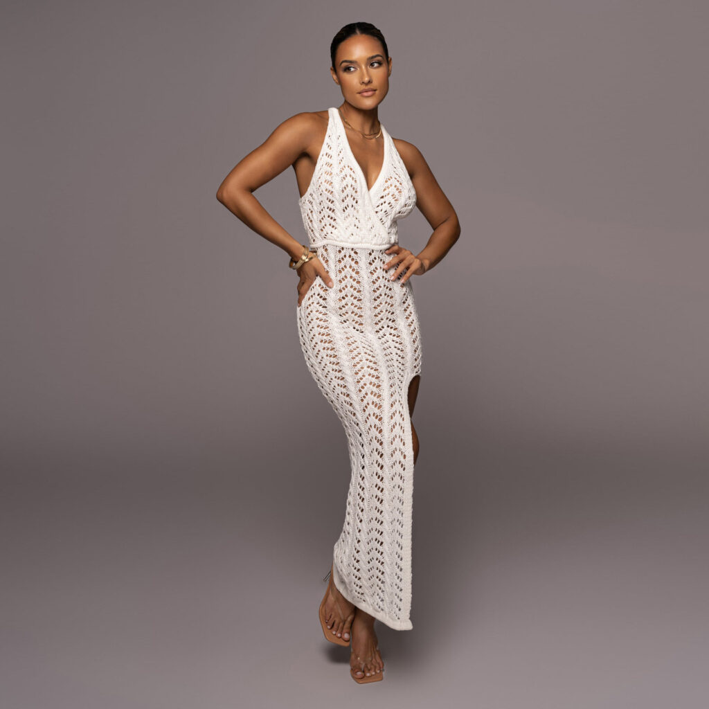 Women Clothing Hollow Out Cutout Out Camisole Dress Sexy Lady High Slit Knitted Beach Dress Boho Summer Outfits