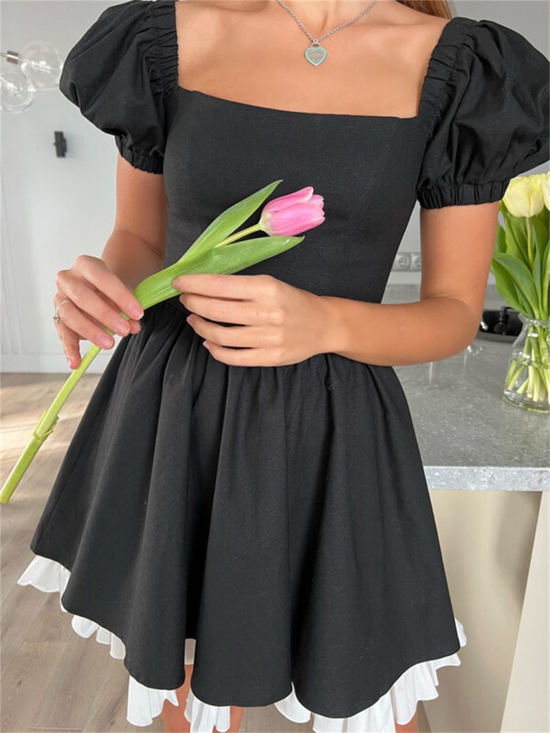 Summer Floral  Dress Square Collar Sexy Dress Bohemian Holiday Princess Dress - Image 5