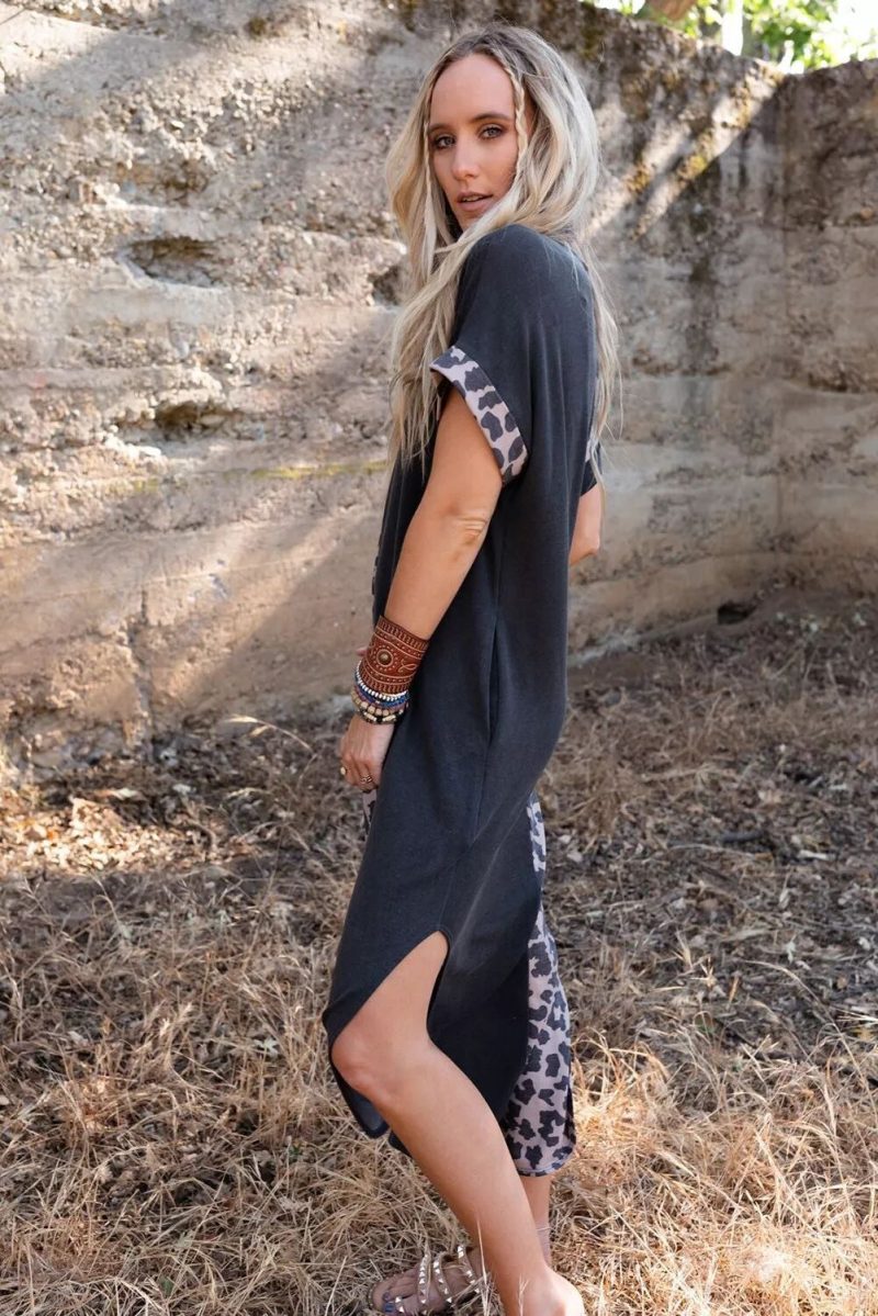 Spring Street Hipster Women Round Neck Hip Dress Long Dress - Image 2
