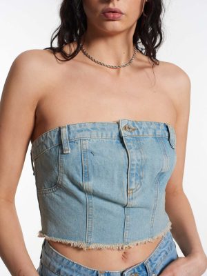 Slim Denim Tube Top Women