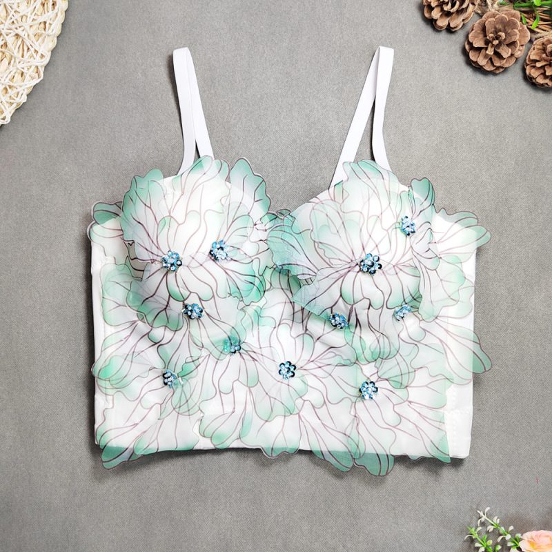 Women Outer Wear Niche Boning Corset Boning Corset Tube Top Fresh Sweet Beaded Top - Image 4