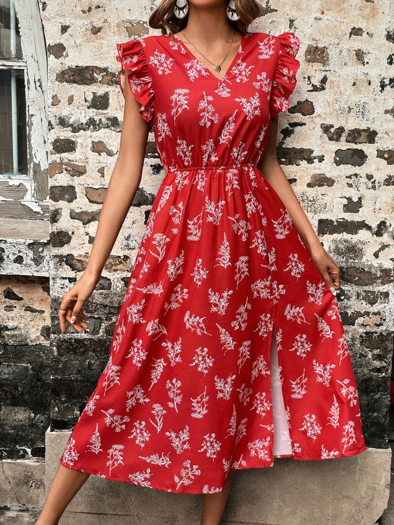 Women Clothing Comfortable Vacation Casual V neck Slimming Dress - Image 4