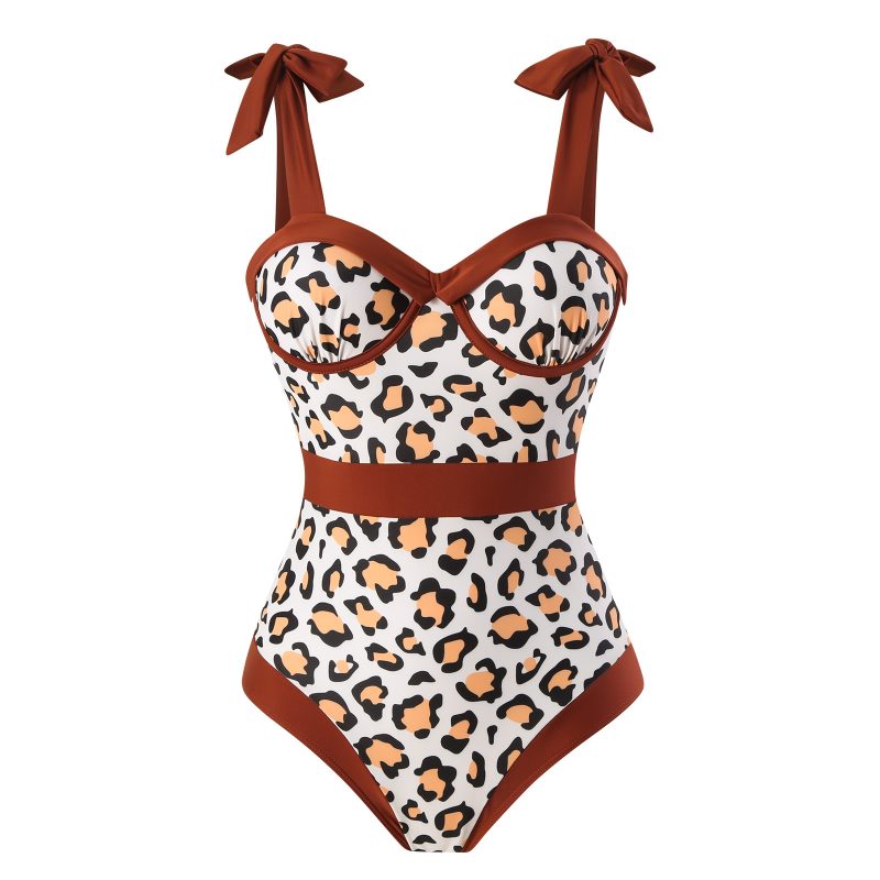 Women Sexy One Piece Swimsuit Women Tight Conservatively Thin Retro Hard Bag Swimsuit Chiffon Dress