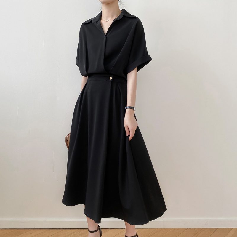 Shirt Dress for Women Summer V-neck Goddess Waist-Controlled - Image 4