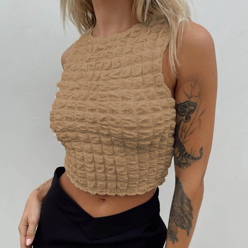 Spring Summer Small Vest Women Street Sexy Round Neck Sleeveless Short Cropped Top Women - Image 3