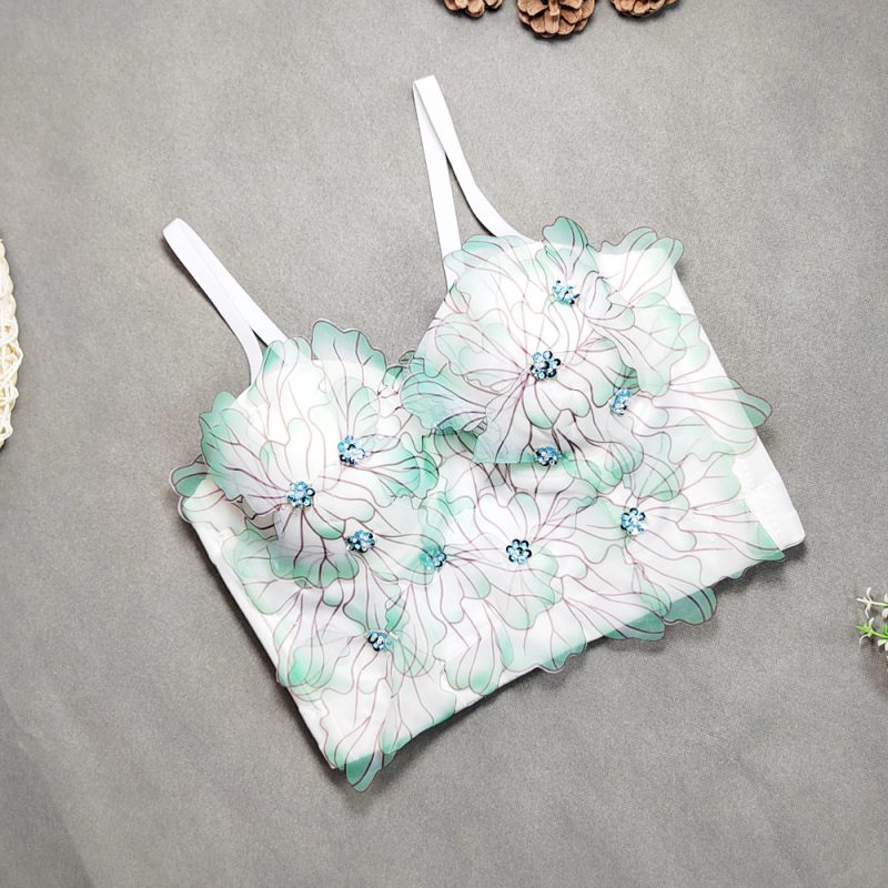 Women Outer Wear Niche Boning Corset Boning Corset Tube Top Fresh Sweet Beaded Top - Image 3