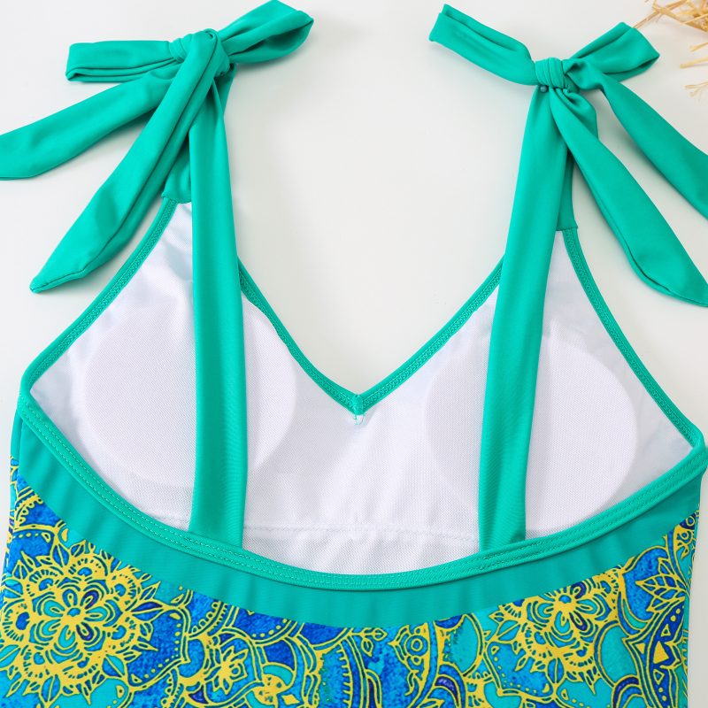 Women Sexy One Piece Swimsuit Women  Skinny Slimming Retro Tied Swimsuit Suit Chiffon Dress - Image 4