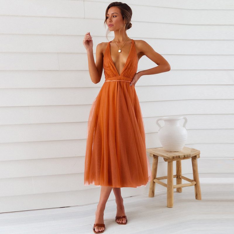Summer New Cami Dress Sexy Mesh Elegant Dress Dress Bridesmaid Dress - Image 2