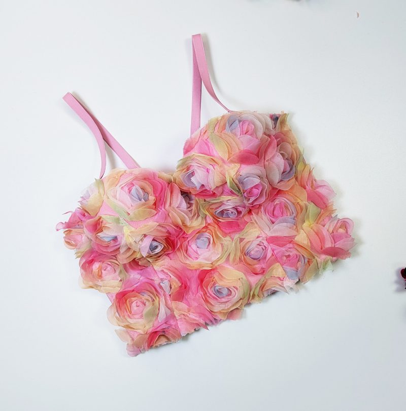 Sweet Fresh Painted Floral Tube Top Salt Cute Boning Corset Sling Slim Elastic Vest - Image 2