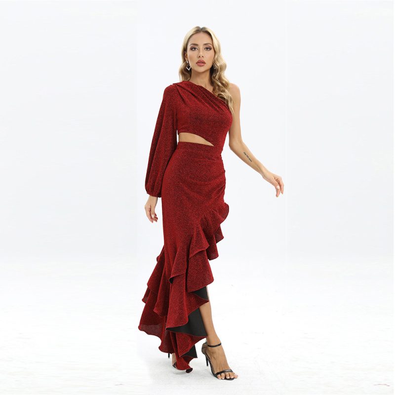 Fall Gold Velvet Sheath Dress  High End Women Clothing - Image 2