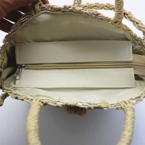 Fresh Handbag Vintage Handmade Rattan Woven Round Handbag Straw Bag Knitted Messenger Bags - Image 5