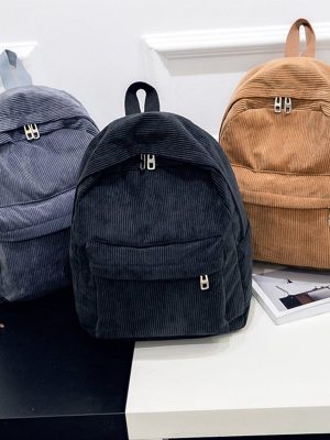 Vanessa’s Corduroy Pure Color Travel Backpack