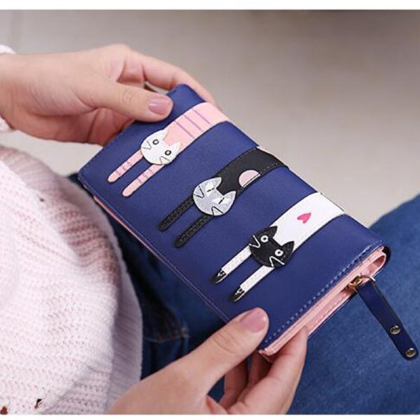 New Fashion Envelope Women Wallet Cat Cartoon Wallet Long Creative Female Card Holder - Image 4