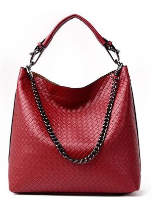 Chain Bucket Women Bag New Fashion PU Leather Women Shoulder Bag Big Luxury Bag