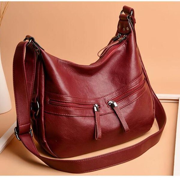 Soft Leather LUXURY bags handbags women famous brands Solid Double Zipper Bag - Image 3