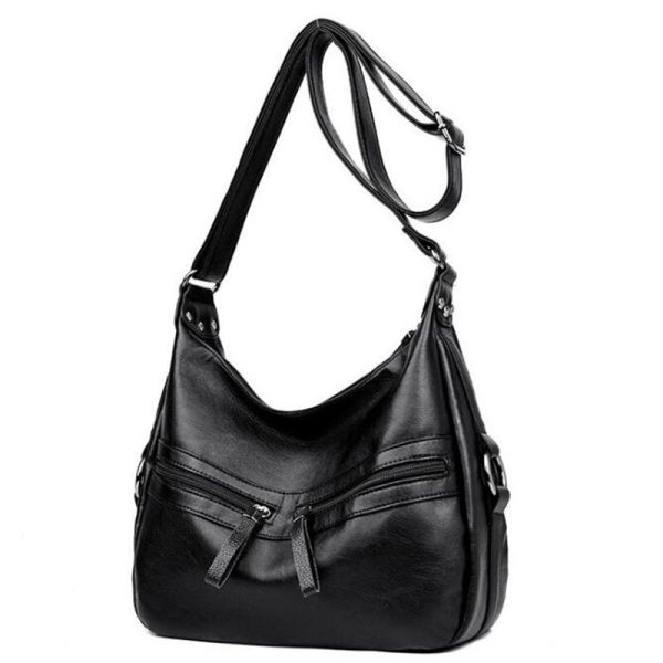 Soft Leather LUXURY bags handbags women famous brands Solid Double Zipper Bag - Image 2