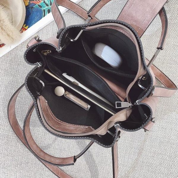 Women Handbag Ladies Soft Pu Leather Bag Pin Type Women Solid Fashion Shoulder Bags Metal Handle Casual Tote Bag - Image 5