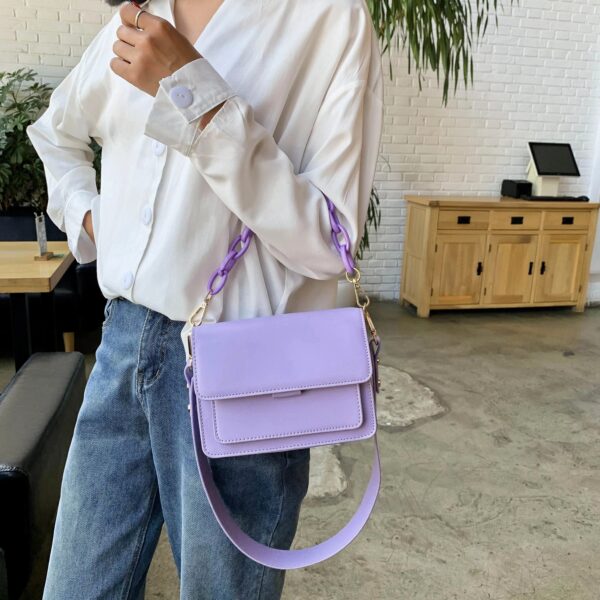 Chain Design New Mini PU Leather Flap Bags For Women 2022 Summer Lady Shoulder Handbag - Image 2