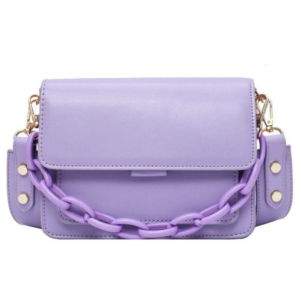 Chain Design New Mini PU Leather Flap Bags For Women 2022 Summer Lady Shoulder Handbag - Image 6