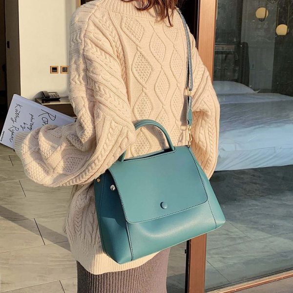 Fashion Simply PU Leather Crossbody Bags For Women Solid Color Shoulder Messenger Bag - Image 2