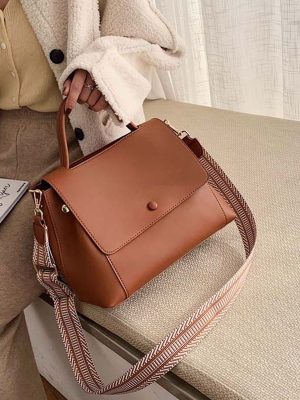 Fashion Simply PU Leather Crossbody Bags For Women Solid Color Shoulder Messenger Bag