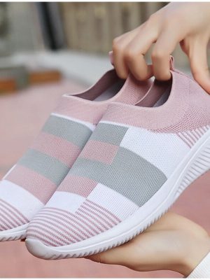 Vanessas Women Sneakers Casual Shoes Walking Knitted Flat Sock Sneakers