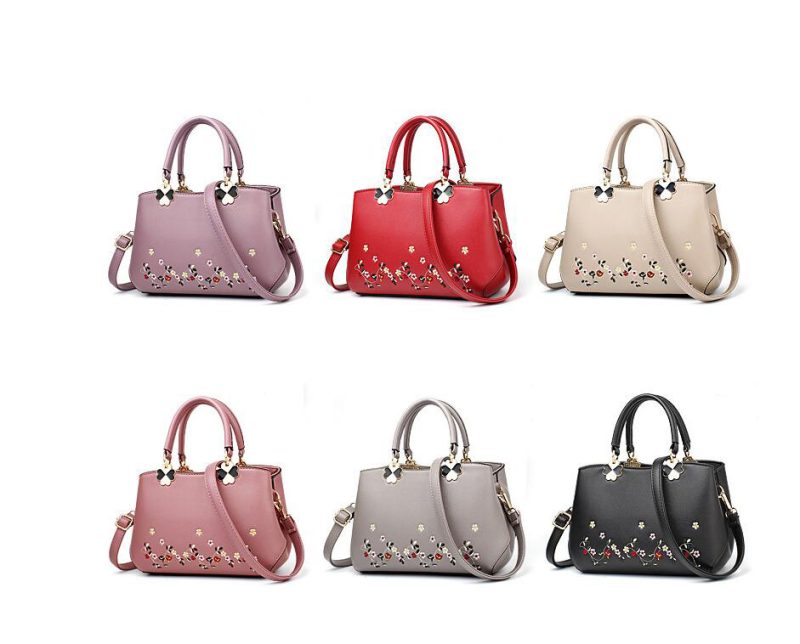 Women Leather Handbag Women Tote Bag Female Leather Shoulder Bag Women Embroidery Flower Handbag sac a main Ladies Hand Bag - Image 7