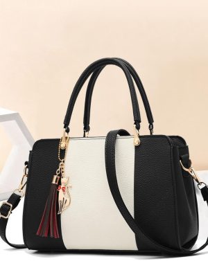 Summer Women Hit color Leather Handbags Casual Tote bags Crossbody Bag Top-handle bag