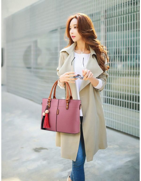 Large Capacity Tassel Tote Bag Women Soft Leather Ladies Handbag - Image 6