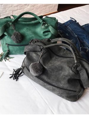 Scrub Shoulder Bags for Women Female Fashion Fur Ball Dames Tassel Lady Vintage Tassel Crossbody Bag